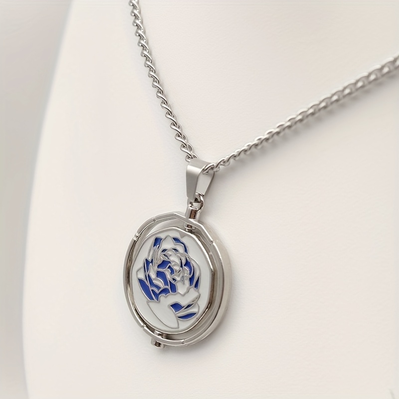 Double-Sided Rose Stainless Steel Chain Pendant Necklace